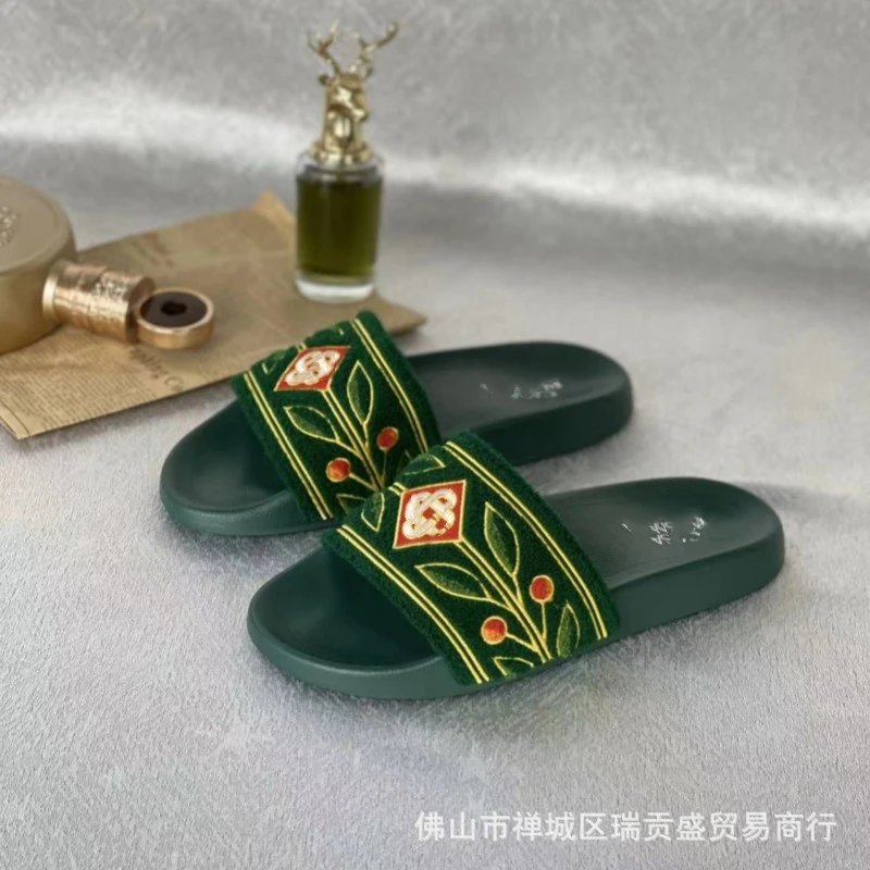 C&A Slippers Embroidered slide — Green
