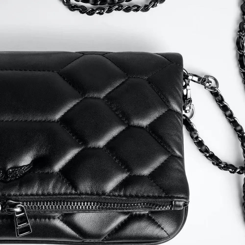Design Chain Shoulder Bag with Snake-Embossed Texture and Wing Clasp in Off-White - 5
