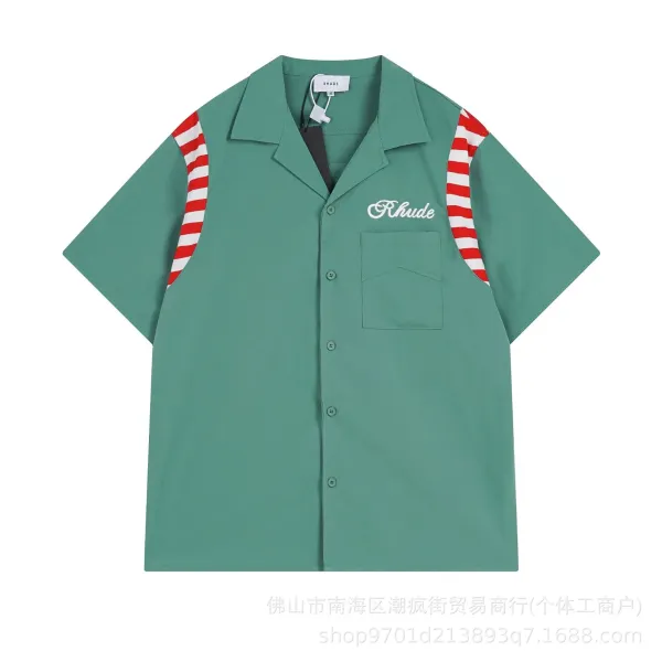 Rhude Candy Cane Sleeve Button-Up Shirt Green - 1