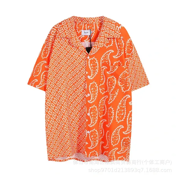 Design Paisley Print Orange Short-Sleeve Shirt - 1