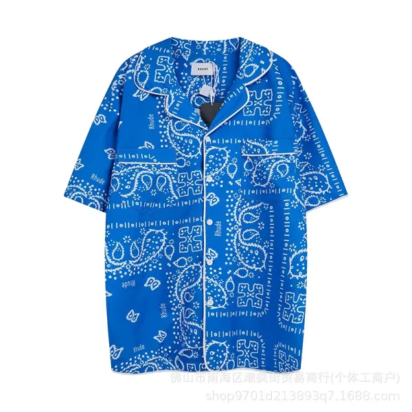 Rhude Bandana Print Pajama Shirt Blue - 1
