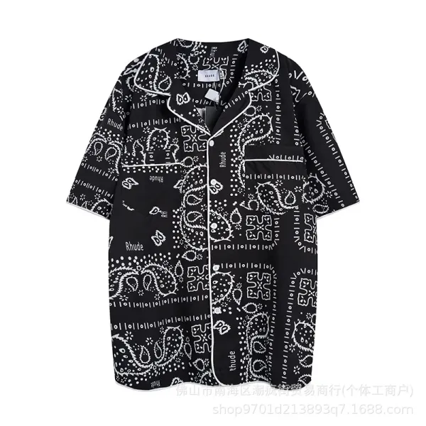 Rhude Bandana Print Pajama Shirt Black Sleepwear - 1