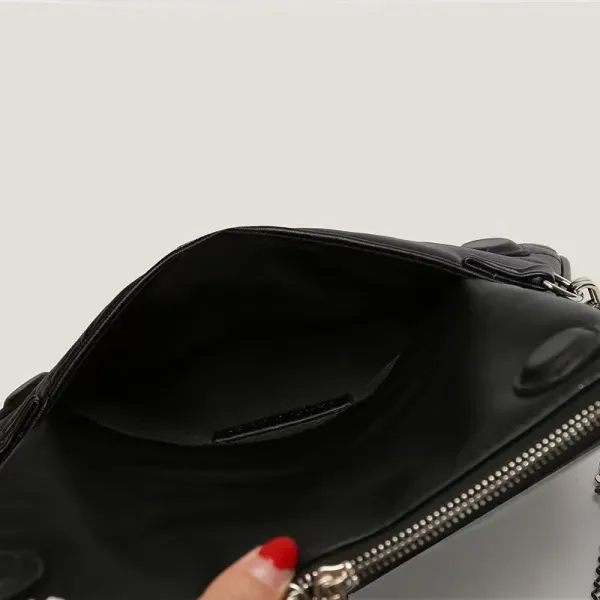 Design Chain Shoulder Bag with Snake-Embossed Texture and Wing Clasp in Off-White - 10