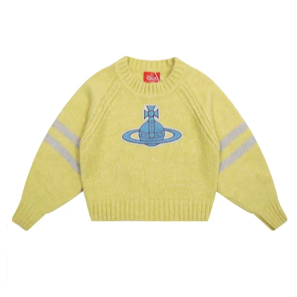 Vivienne Westwood Orb Logo Cropped Sweater Yellow - 1