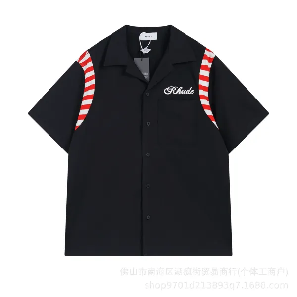 Rhude Stripe Sleeve Button-Up Shirt Black - 1