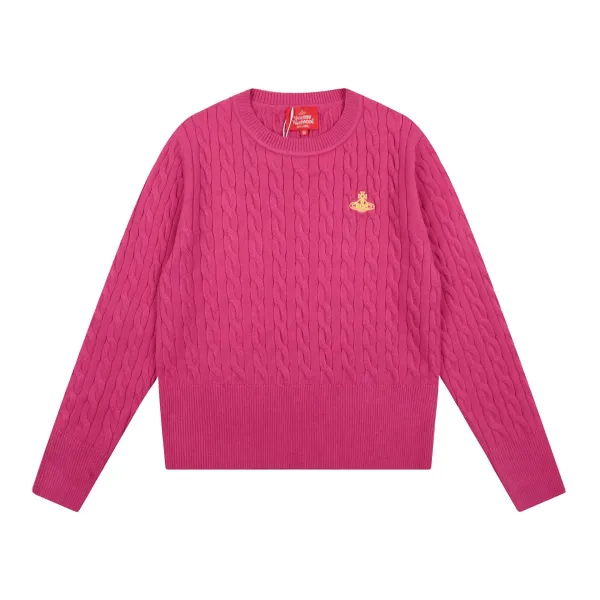 Vivienne Westwood Orb Logo Crewneck Sweater Gray with Red Stripes - 10