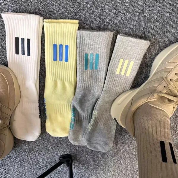 Off-White x Nike Socks Triple Stripe White Beige Black Yellow Gray Socks - 4