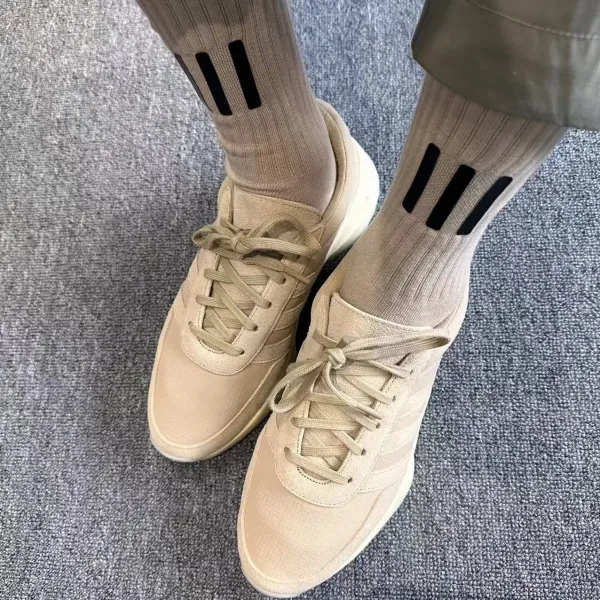 Off-White x Nike Socks Triple Stripe White Beige Black Yellow Gray Socks - 10