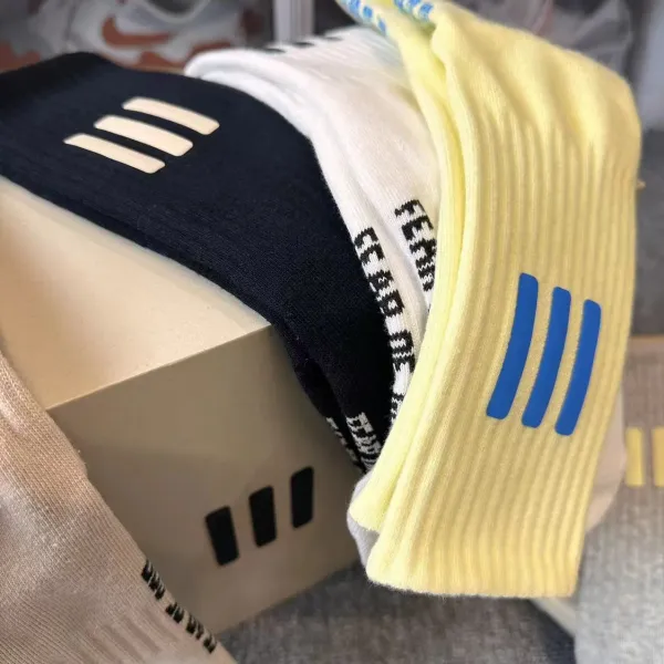 Off-White x Nike Socks Triple Stripe White Beige Black Yellow Gray Socks - 18