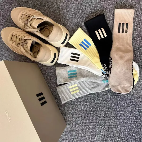 Off-White x Nike Socks Triple Stripe White Beige Black Yellow Gray Socks - 24