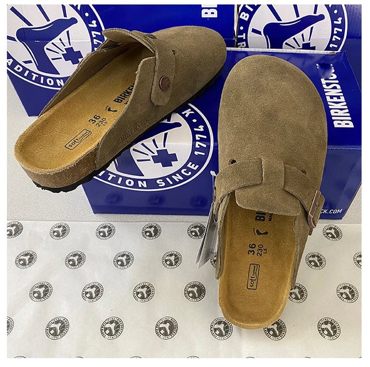 Birkenstock Boston Black Suede Clog Shoes - 24