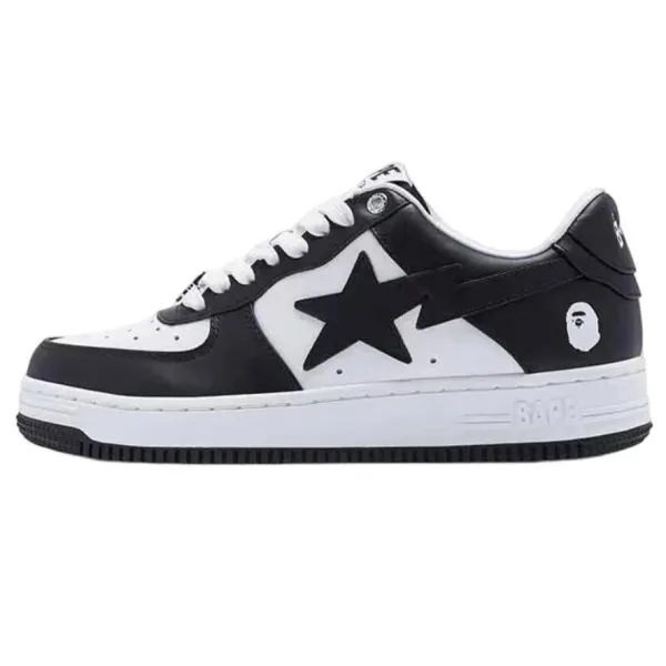 A Bathing Ape Bape Sta Low Black and White Sneakers - 1