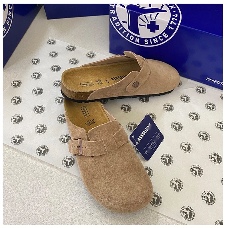 Birkenstock Boston Black Suede Clog Shoes - 22