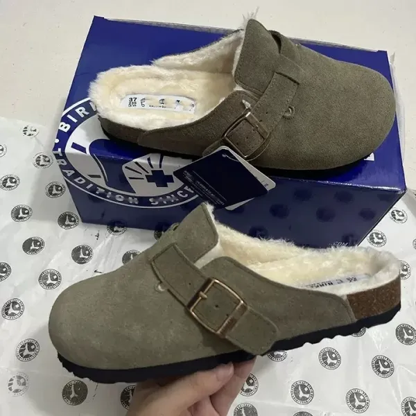 Birkenstock Boston Shearling-Lined Suede Tan Clogs - 5