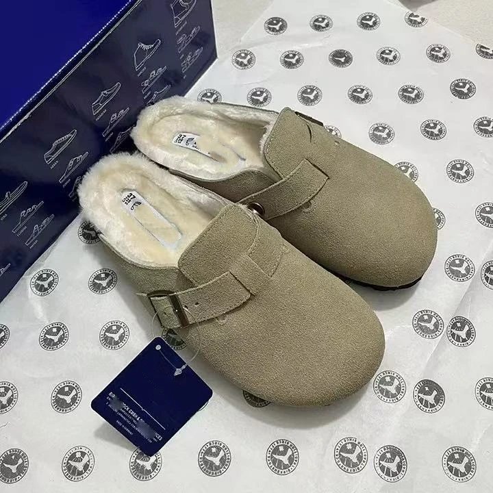 Birkenstock Boston Shearling-Lined Suede Tan Clogs - 7