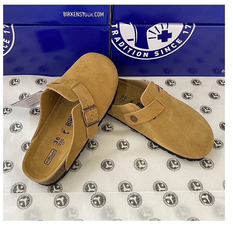 Birkenstock Boston Black Suede Clog Shoes - 21