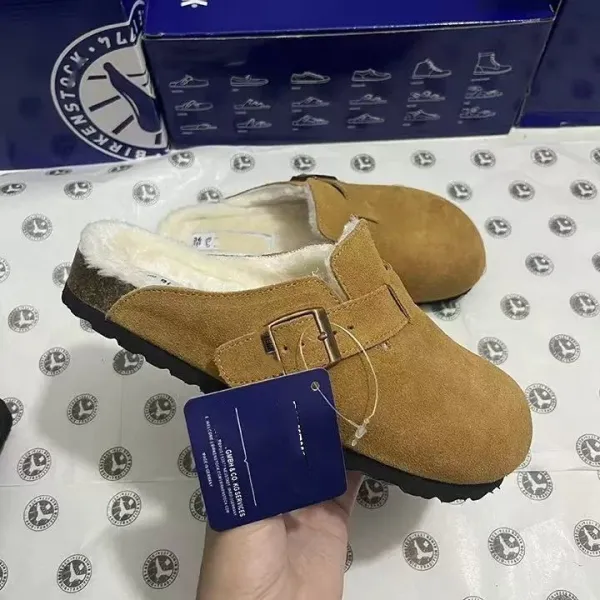 Birkenstock Boston Shearling-Lined Suede Tan Clogs - 10