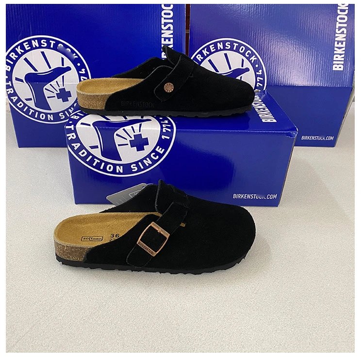 Birkenstock Boston Black Suede Clog Shoes - 26