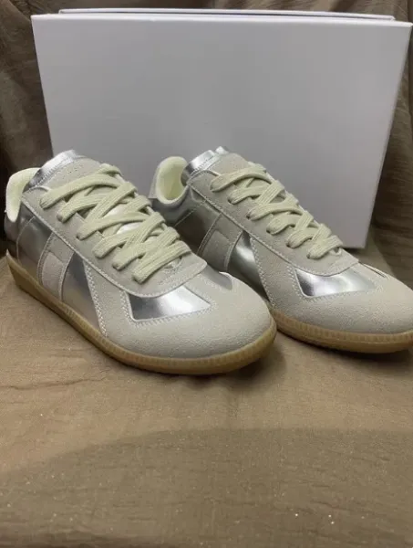 Maison Margiela Replica Sneakers Silver Gray Suede Sneakers - 1
