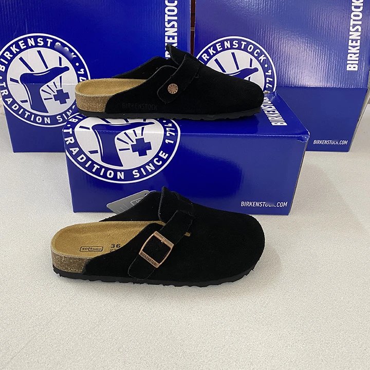 Birkenstock Boston Black Suede Clog Shoes