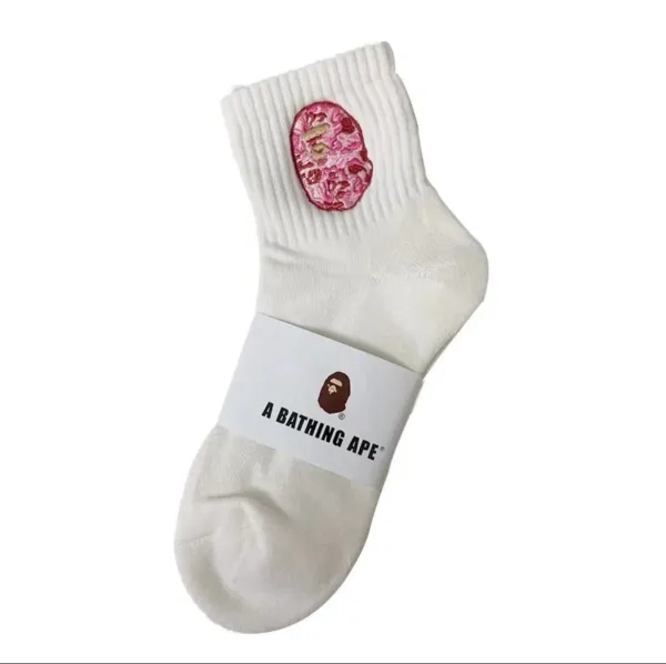 A Bathing Ape Pink Camo Ape Head Socks - 1