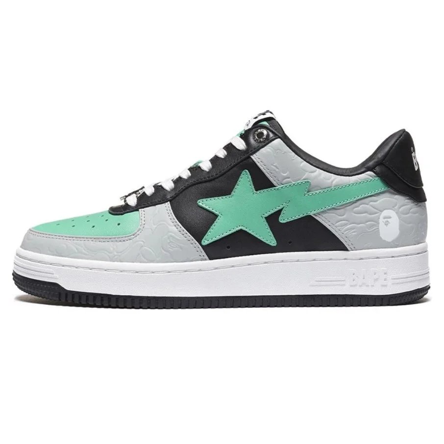 A Bathing Ape Bape Sta Low Mint Green Black Gray Sneakers - 1