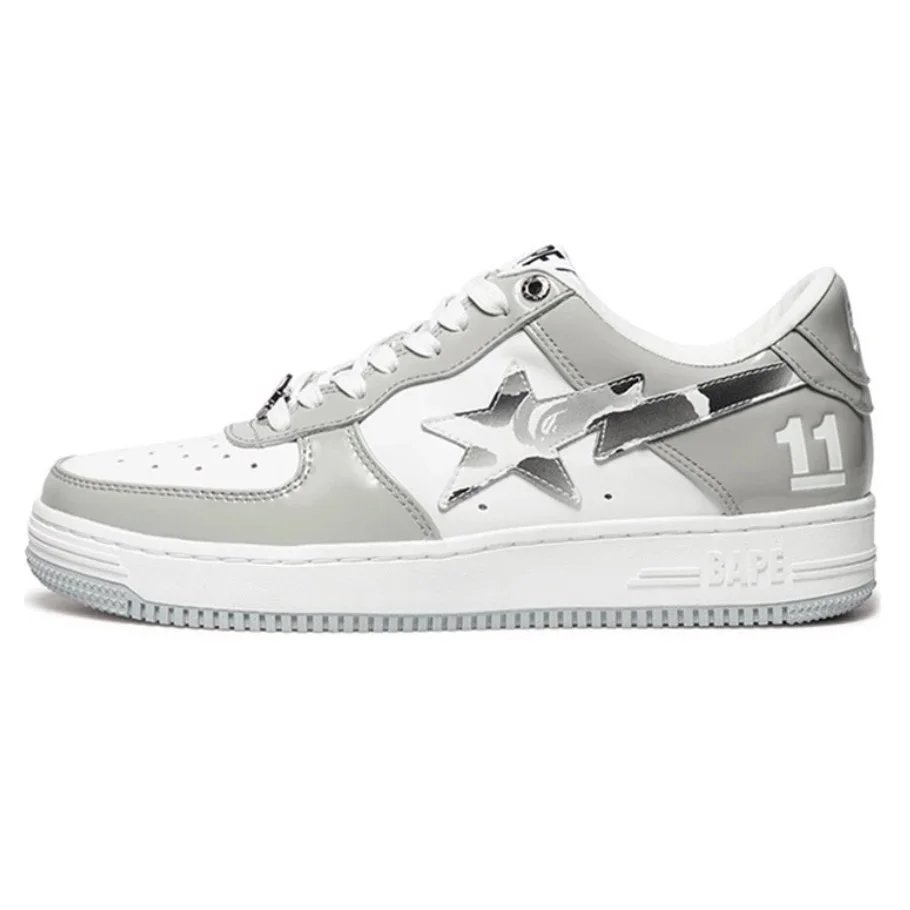 A Bathing Ape Bape Sta Metallic Silver Gray Sneakers - 1