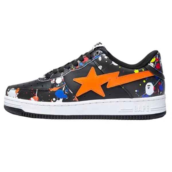 A Bathing Ape Bape Sta Splatter Orange Star Sneakers - 1