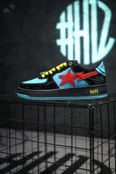 A Bathing Ape Bape Sta Splatter Orange Star Sneakers - 4
