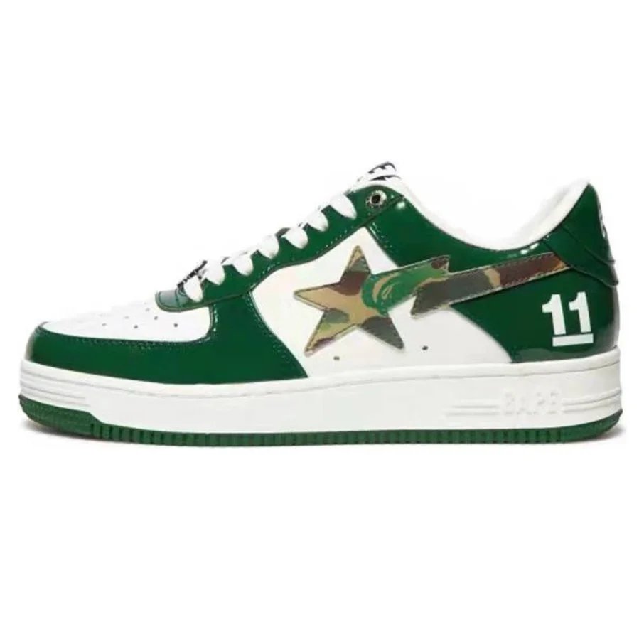 A Bathing Ape Bape Sta Green Camo Star Sneakers - 1