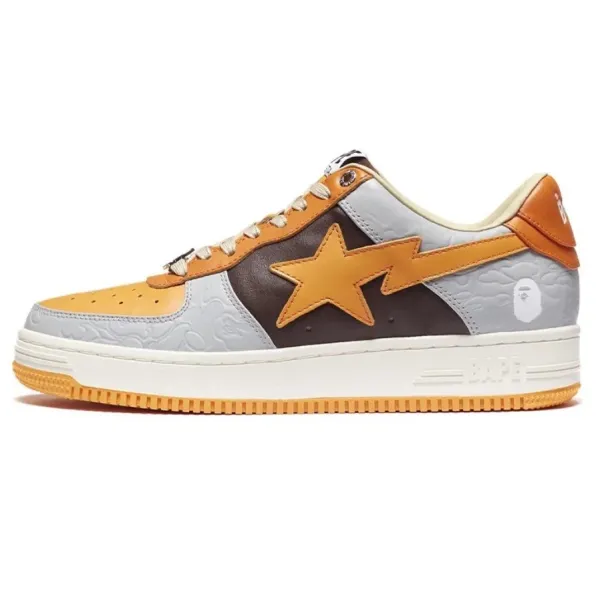A Bathing Ape Bape Sta Orange Brown Gray Sneakers - 1