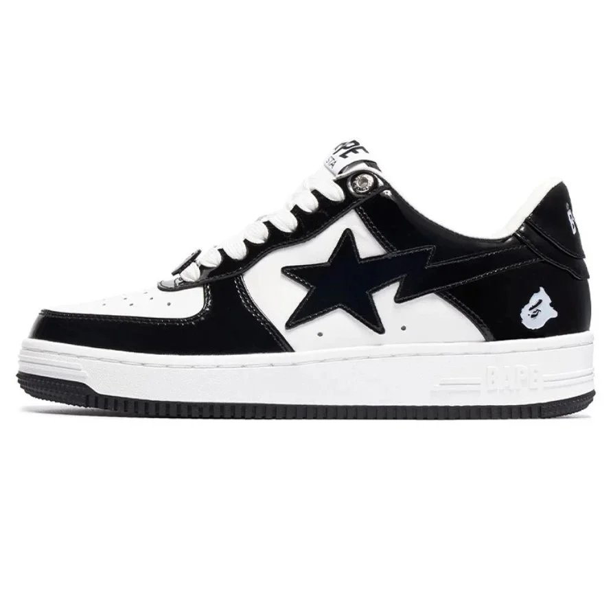 A Bathing Ape Bape Sta Low Black and White Sneakers - 1