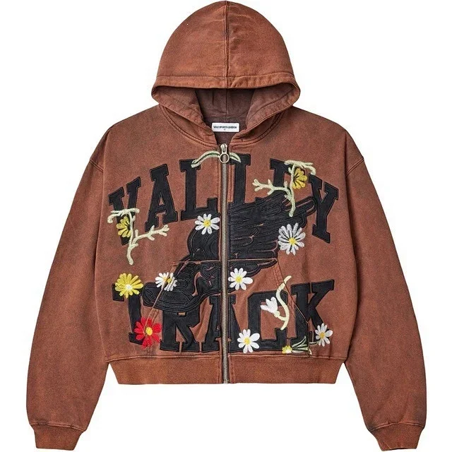Valley Dreams Hoodies & Sweatshirts Zip-Up Hooded Sweatshirt with Embroidered Graphic and Rhinestone Details product detail image 4