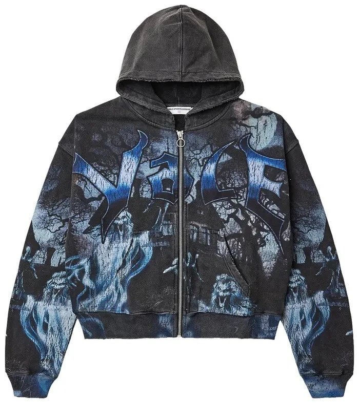 Valley Dreams Hoodies & Sweatshirts Zip-Up Hooded Sweatshirt with Embroidered Graphic and Rhinestone Details — YN-12
