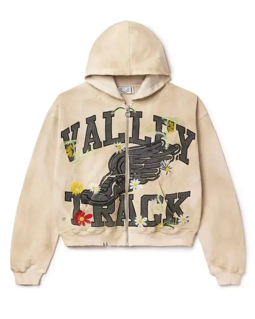 Valley Dreams Hoodies & Sweatshirts Zip-Up Hooded Sweatshirt with Embroidered Graphic and Rhinestone Details — YN-02