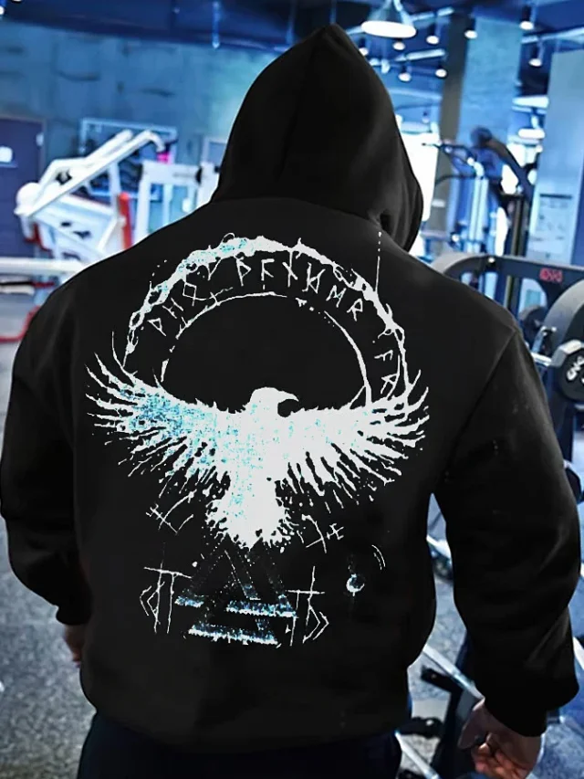 Unbranded Hoodies & Sweatshirts Pullover Hoodie with Skull and Viking Graphic Prints product detail image 14