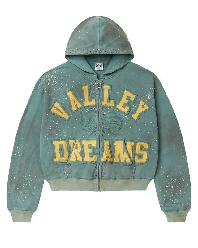 Valley Dreams Hoodies & Sweatshirts Zip-Up Hooded Sweatshirt with Embroidered Graphic and Rhinestone Details product detail image 11