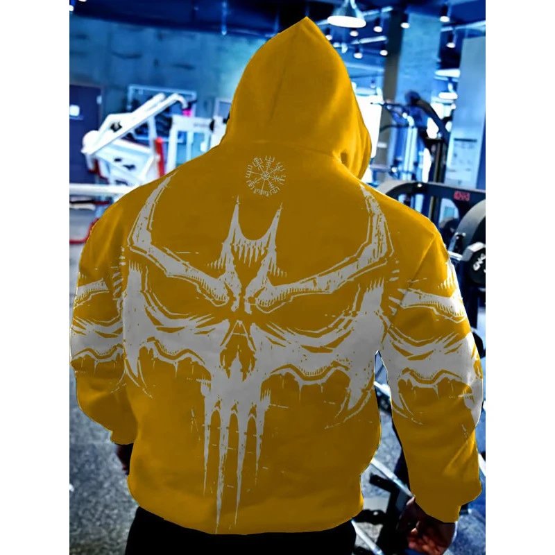 Unbranded Hoodies & Sweatshirts Pullover Hoodie with Skull and Viking Graphic Prints — WY2608127N6NDPNH