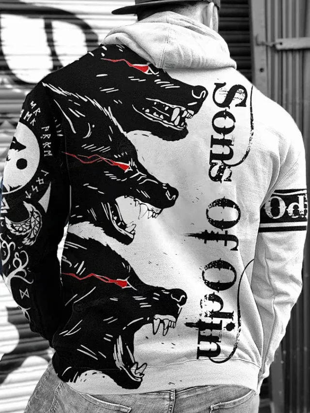 Unbranded Hoodies & Sweatshirts Pullover Hoodie with Skull and Viking Graphic Prints product detail image 11