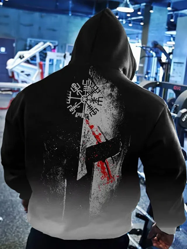 Unbranded Hoodies & Sweatshirts Pullover Hoodie with Skull and Viking Graphic Prints product detail image 13