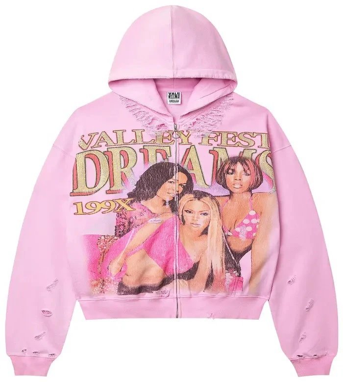 Valley Dreams Hoodies & Sweatshirts Zip-Up Hooded Sweatshirt with Embroidered Graphic and Rhinestone Details — YN-11