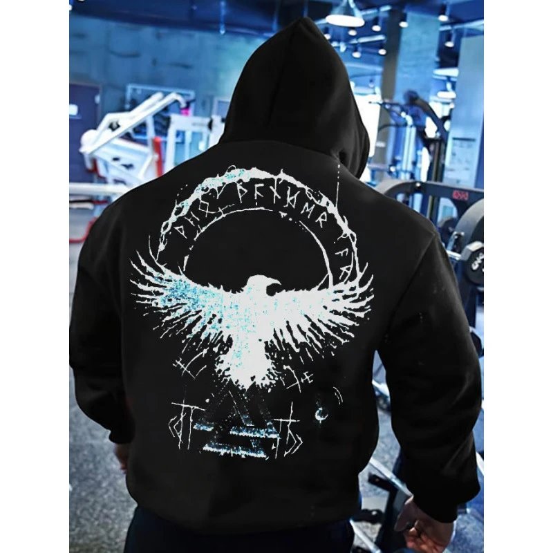 Unbranded Hoodies & Sweatshirts Pullover Hoodie with Skull and Viking Graphic Prints — WY2608126PZEJINH