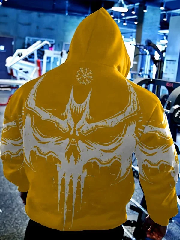 Unbranded Hoodies & Sweatshirts Pullover Hoodie with Skull and Viking Graphic Prints product detail image 10