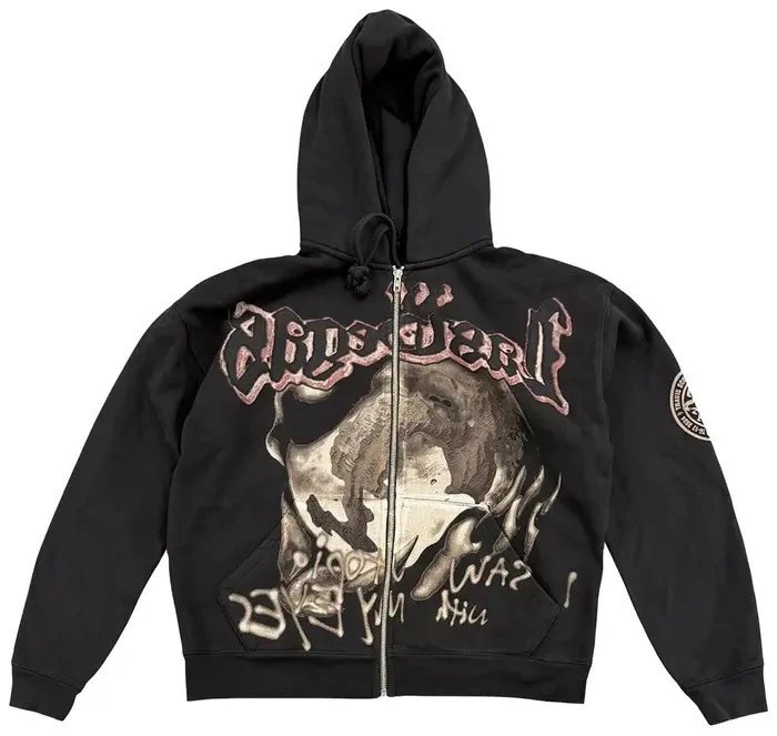 Valley Dreams Hoodies & Sweatshirts Zip-Up Hooded Sweatshirt with Embroidered Graphic and Rhinestone Details — YN-10