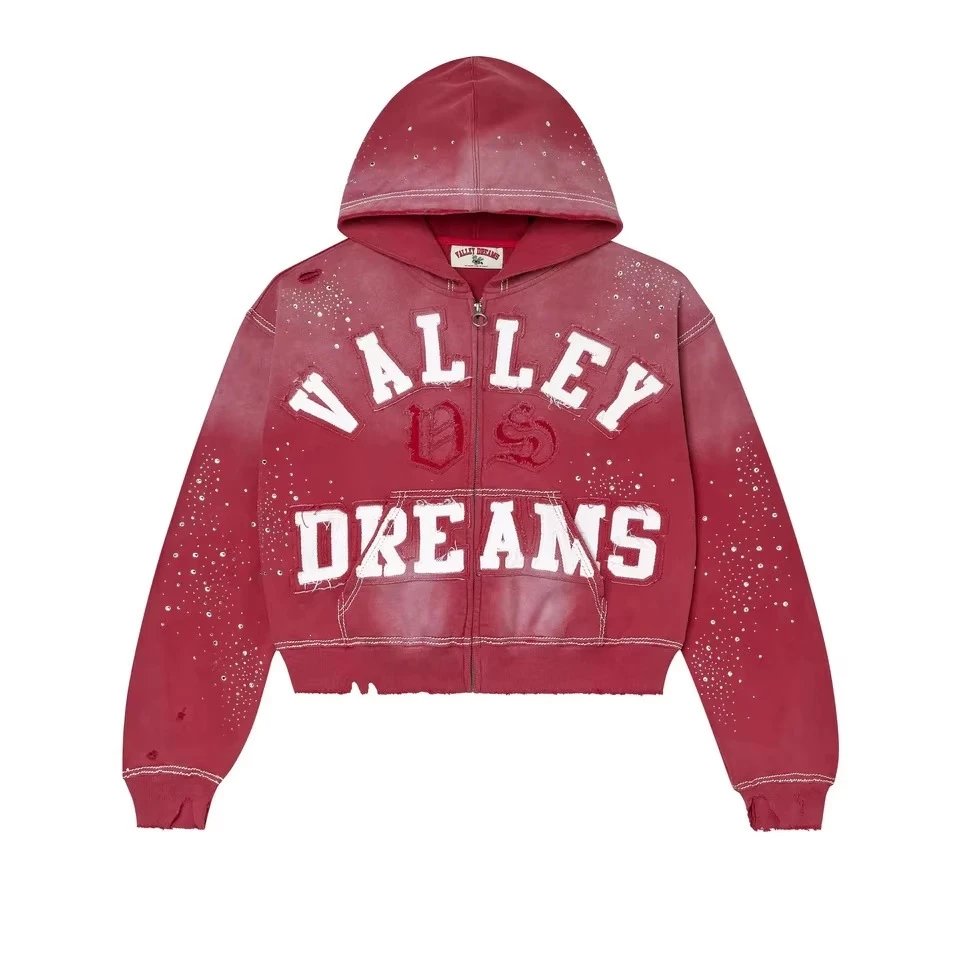 Valley Dreams Hoodies & Sweatshirts Zip-Up Hooded Sweatshirt with Embroidered Graphic and Rhinestone Details image 4
