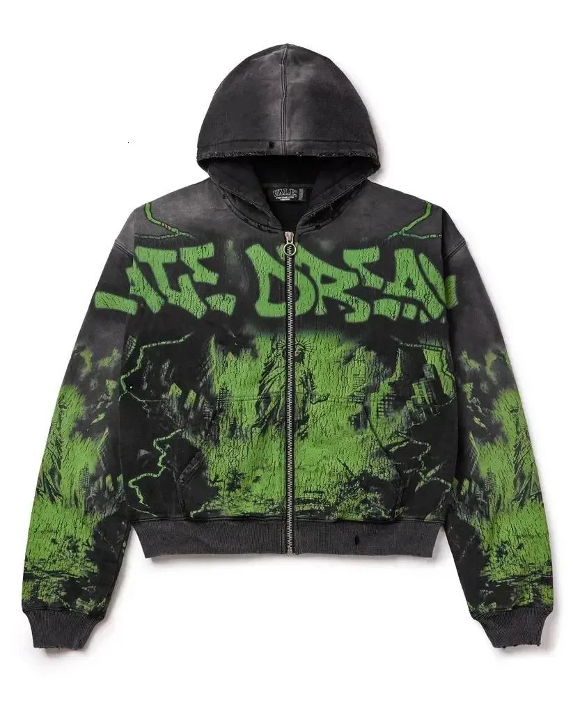 Valley Dreams Hoodies & Sweatshirts Zip-Up Hooded Sweatshirt with Embroidered Graphic and Rhinestone Details — YN-17