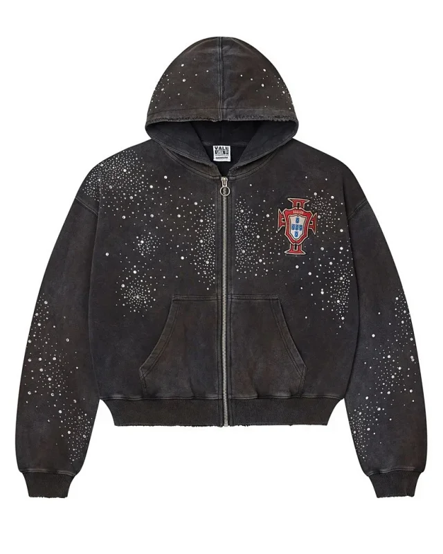 Valley Dreams Hoodies & Sweatshirts Zip-Up Hooded Sweatshirt with Embroidered Graphic and Rhinestone Details product detail image 9