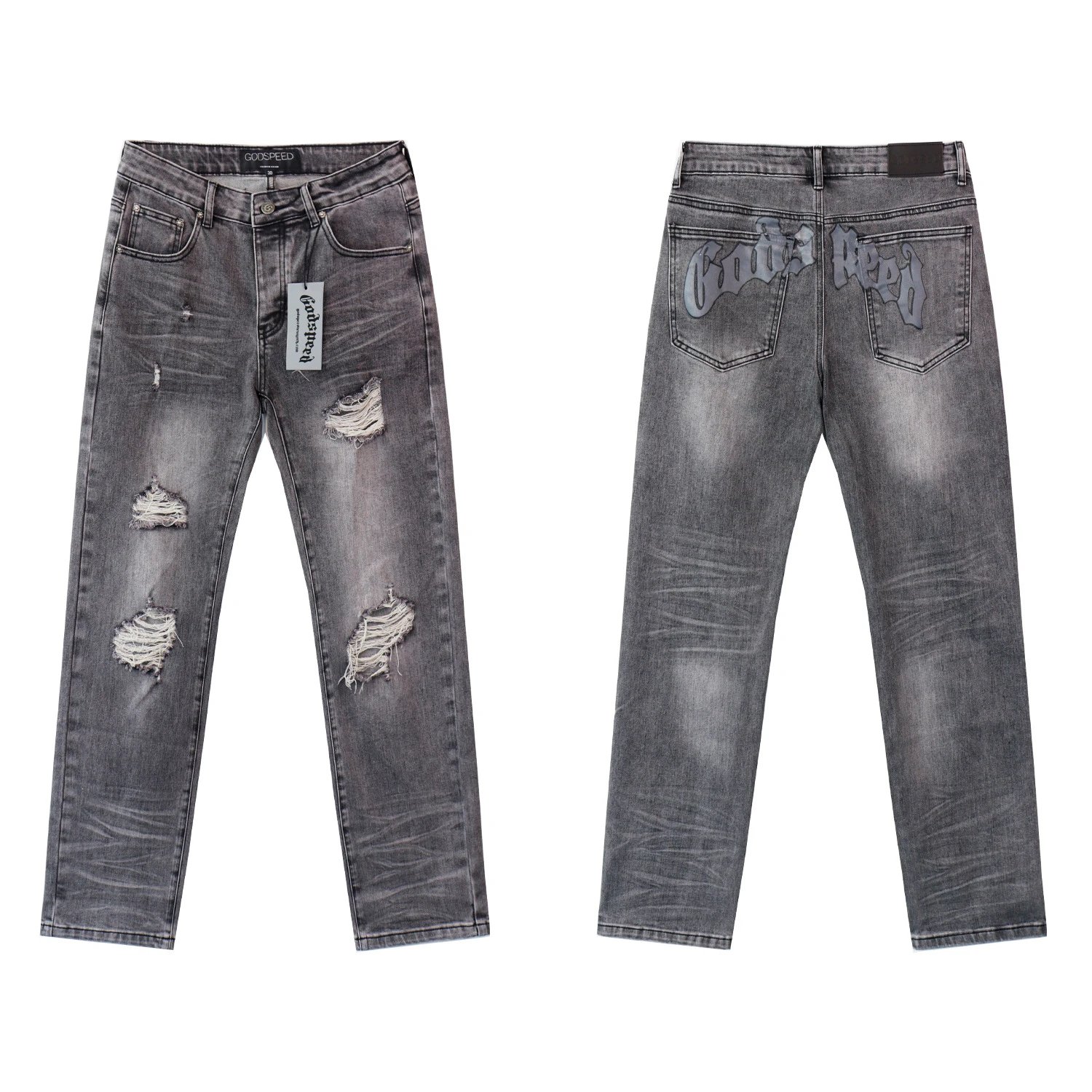 Godspeed Distressed Logo Jeans Blue - 6