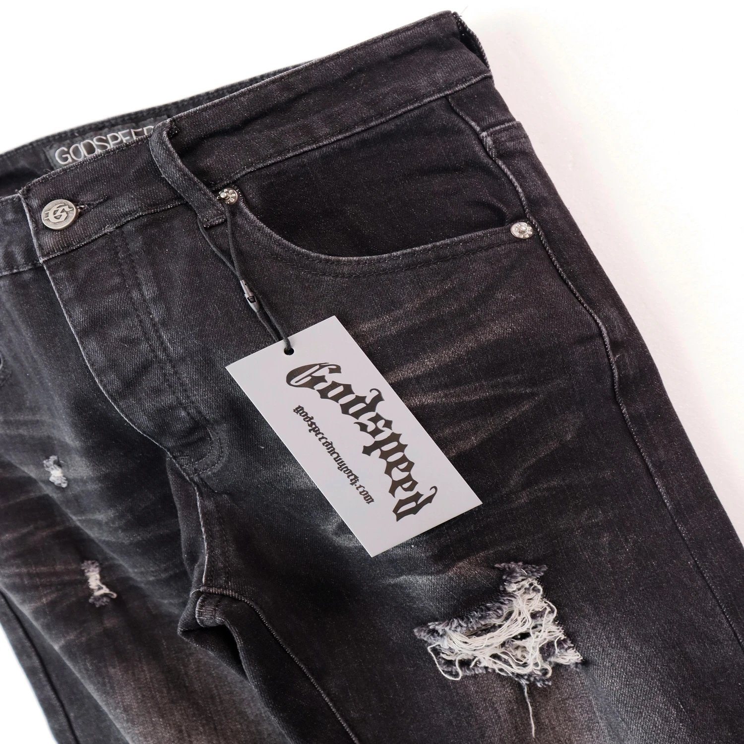 Godspeed Distressed Logo Jeans Blue - 8