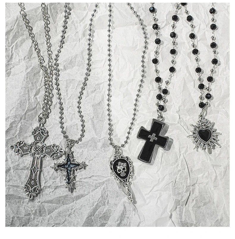 Saint Tears Skull Hand Mirror Pendant Necklace Silver - 8